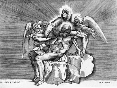 Pieta, Engraved by Giulio Sanuto by Michelangelo Buonarroti